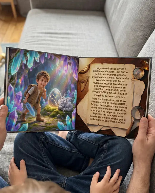 Enfant qui découvre son livre personnalisé Pixly Story