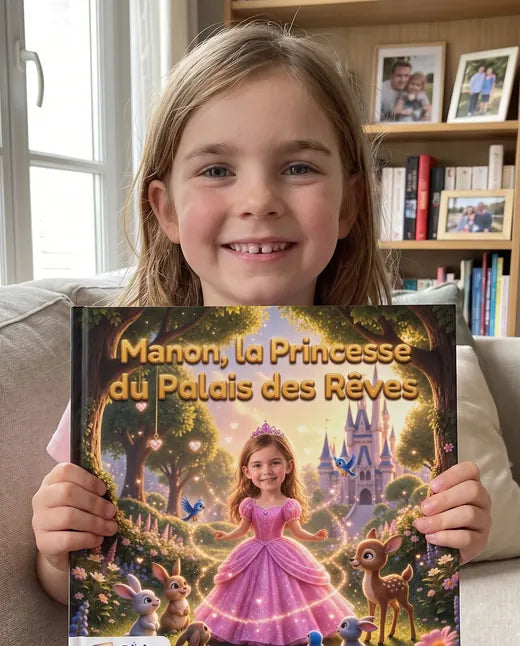 Enfant qui découvre son livre personnalisé Pixly Story