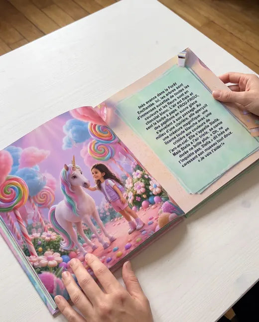 Enfant qui découvre son livre personnalisé Pixly Story